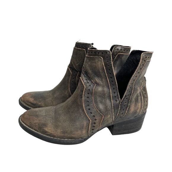 Very Volatile cut out distressed western‎ ankle boots Sz 7 boho leather - Picture 1 of 11
